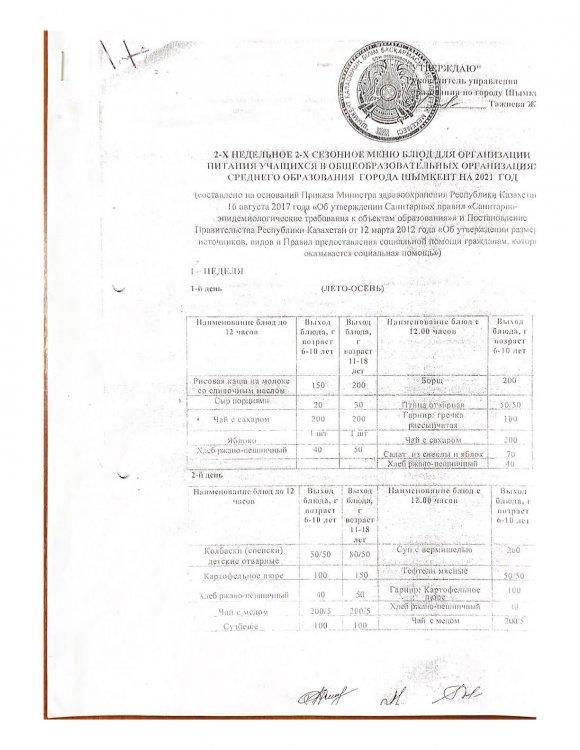 Ас мәзірі - 2021-2022ж