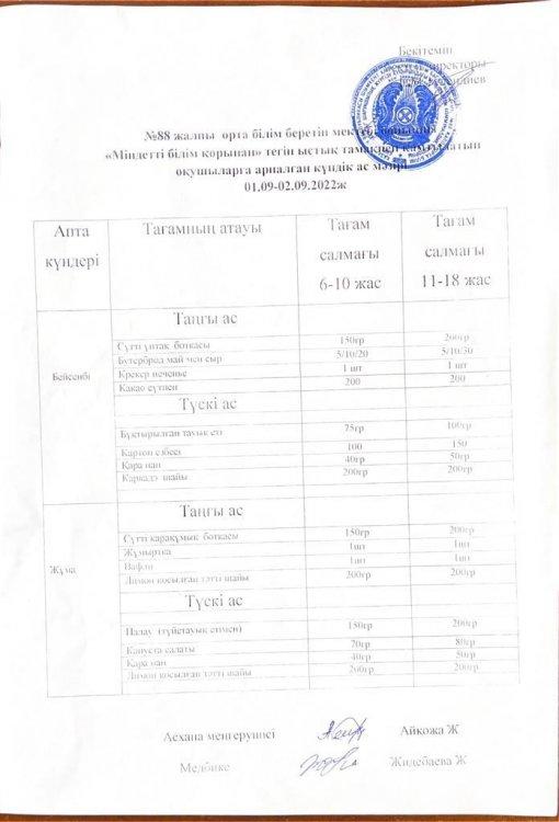 Ас мәзірі 2022-2023